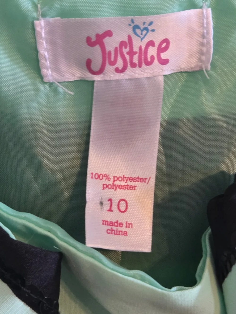 Justice Mint and Black Striped Fit-and-Flare Dress Size 10